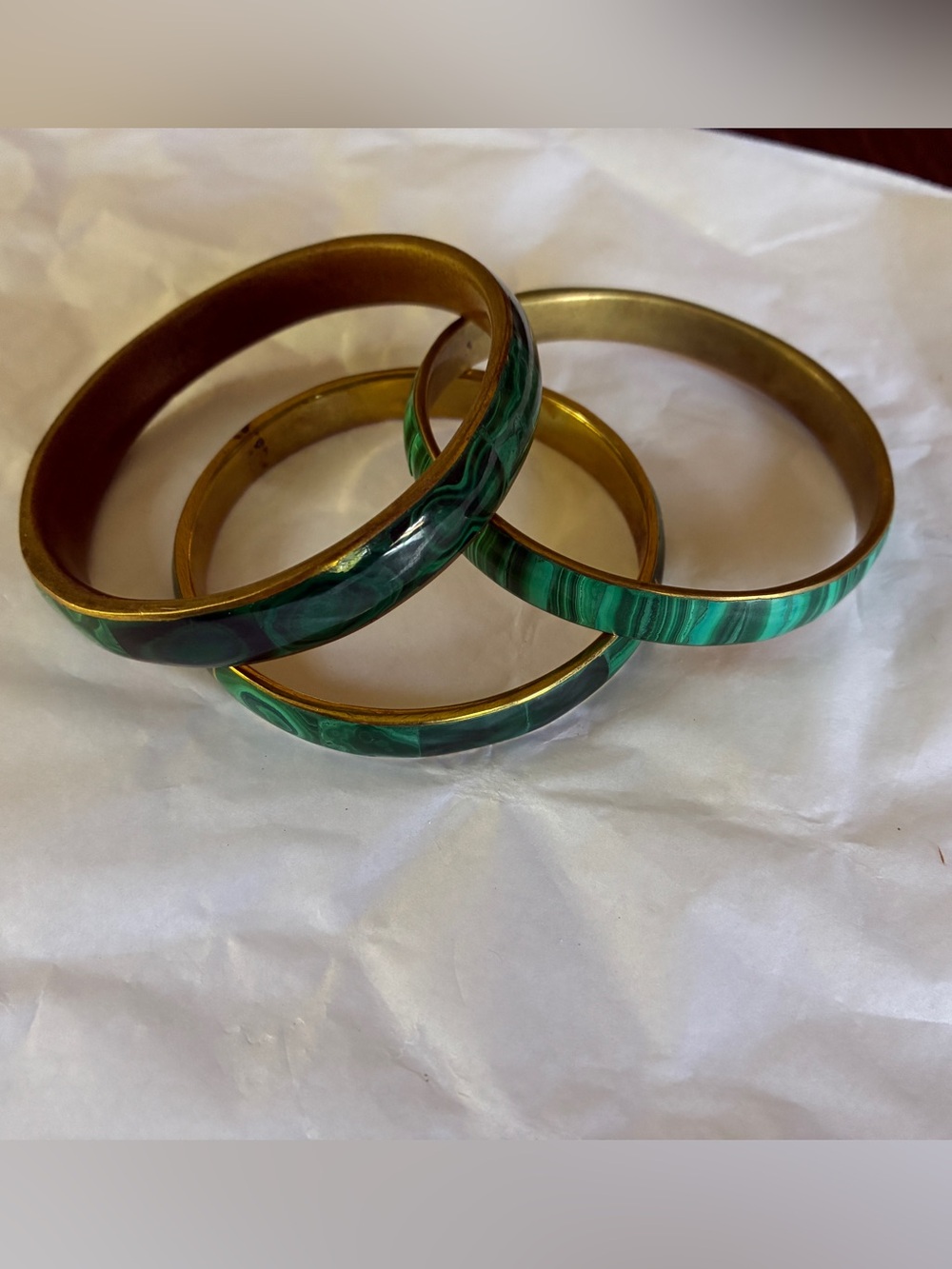Vintage malachite inlay Bangle Bracelet Set